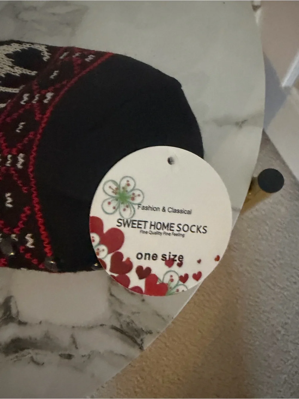 Cozy Black, Red & White Reindeer Holiday Sock Boot